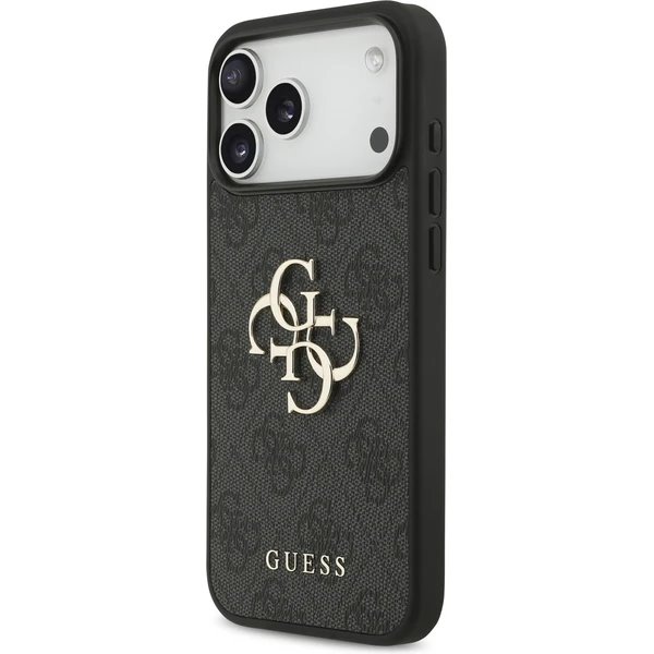 Guess PU 4G Metal Logo Strap kryt iPhone 17 Pro Max čierny 