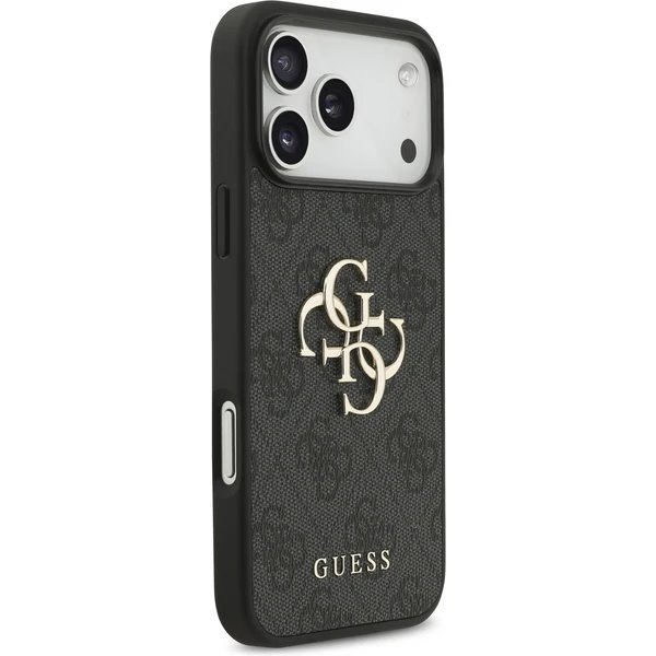 Guess PU 4G Metal Logo Strap kryt iPhone 17 Pro Max čierny 