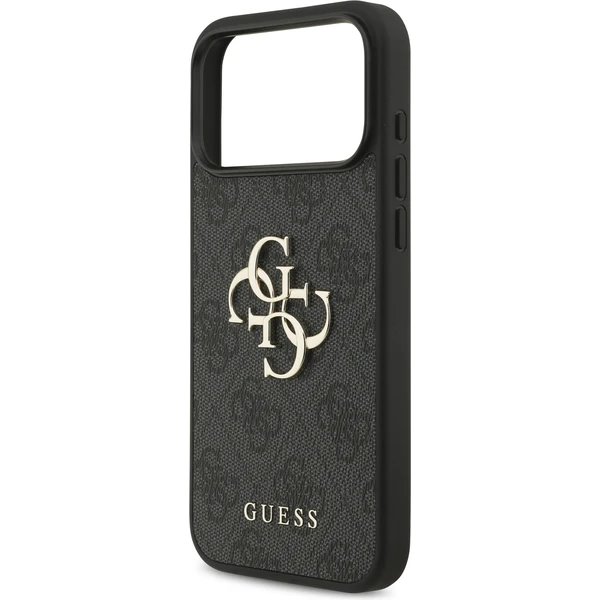 Guess PU 4G Metal Logo Strap kryt iPhone 17 Pro Max čierny 