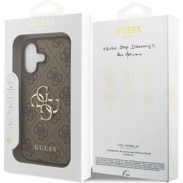 Guess PU 4G Metal Logo kryt iPhone 17 hnedý 