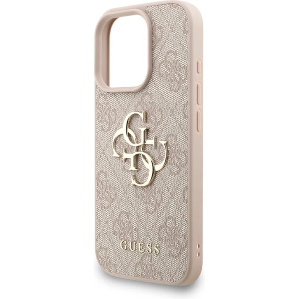 Guess PU 4G Metal Logo Strap kryt iPhone 16 Pro ružový 