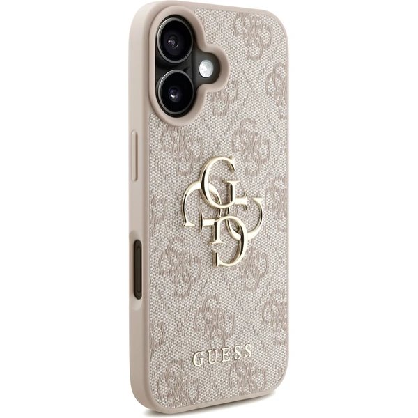 Guess PU 4G Metal Logo Strap kryt iPhone 16 ružový 