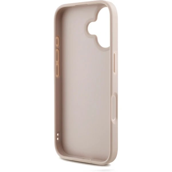 Guess PU 4G Metal Logo Strap kryt iPhone 16 ružový 