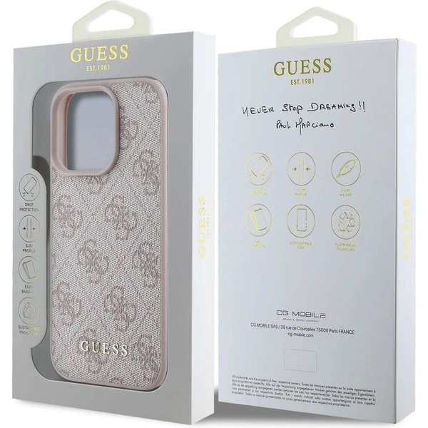 Guess 4G Charm kryt iPhone 16 Pro Max ružový 