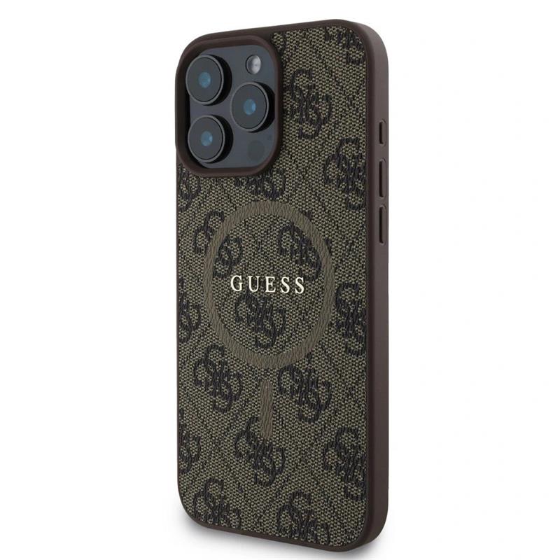 Guess PU Leather 4G Colored Ring MagSafe kryt iPhone 16 Pro Max hnedý 
