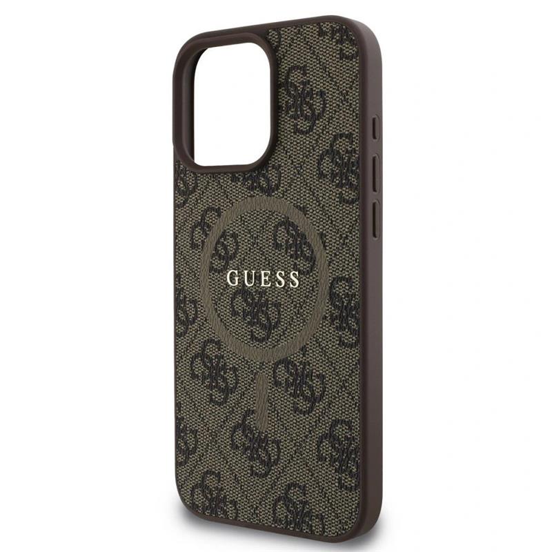 Guess PU Leather 4G Colored Ring MagSafe kryt iPhone 16 Pro Max hnedý 