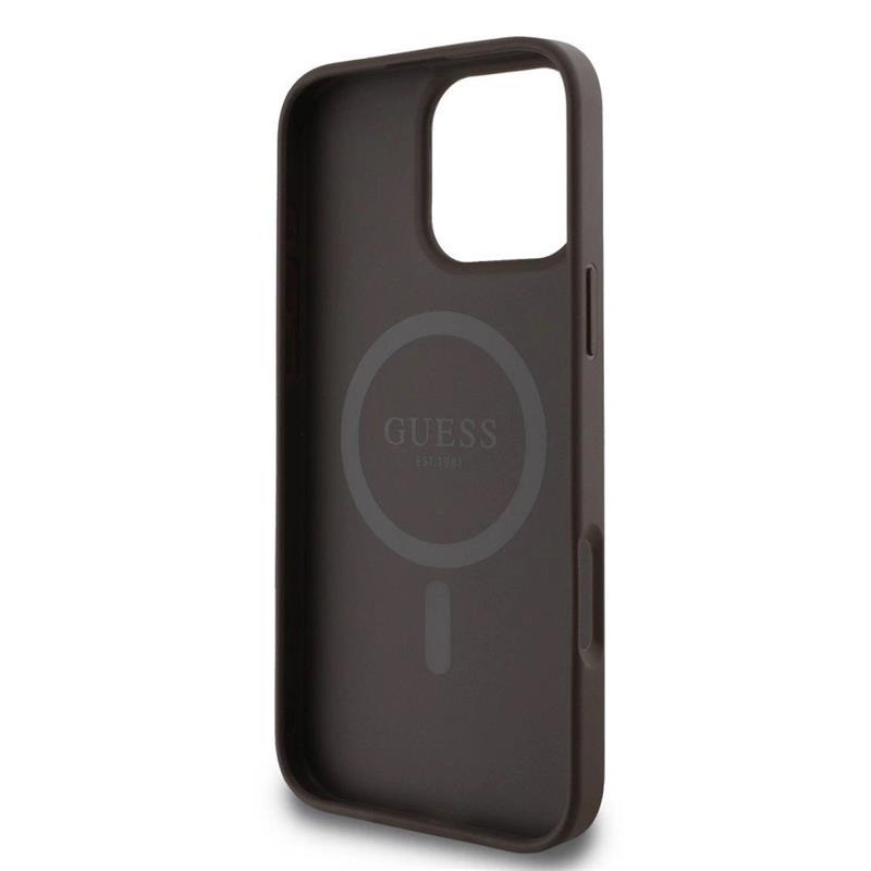 Guess PU Leather 4G Colored Ring MagSafe kryt iPhone 16 Pro Max hnedý 