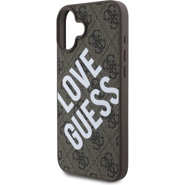 Guess PU Leather 4G Big Love Logo MagSafe kryt iPhone 16 hnedý 