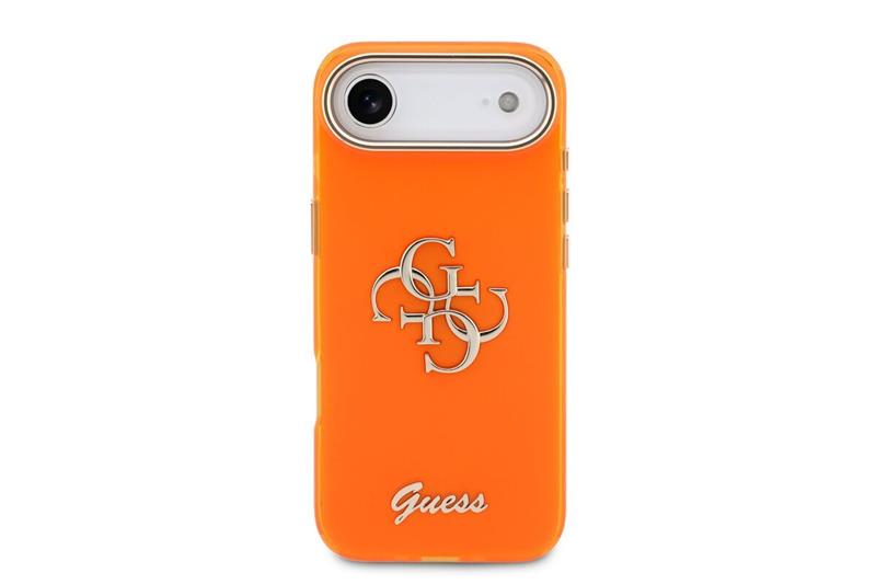 Guess IML 4G Script Metal Logo kryt iPhone Air oranžový 