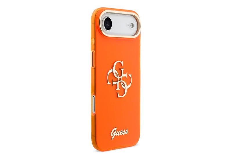 Guess IML 4G Script Metal Logo kryt iPhone Air oranžový 