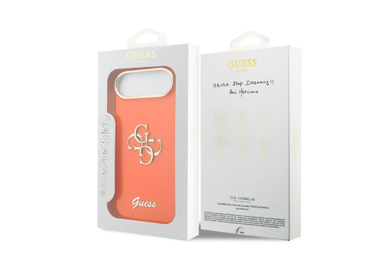 Guess IML 4G Script Metal Logo kryt iPhone Air oranžový 