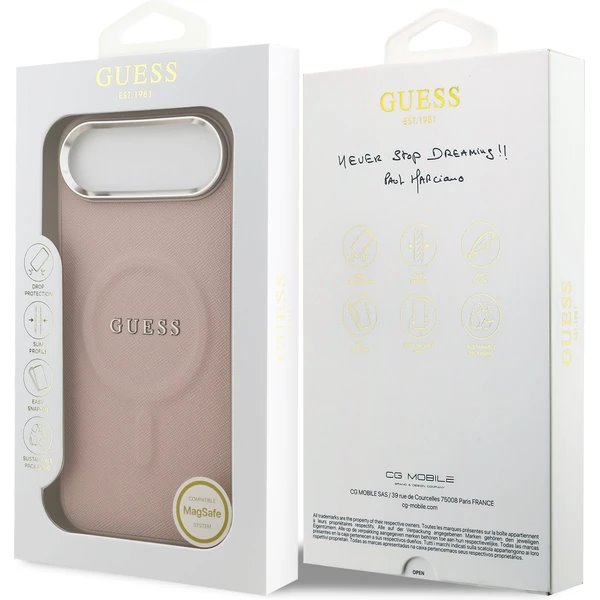 Guess PU Saffiano MagSafe kryt iPhone Air ružový 