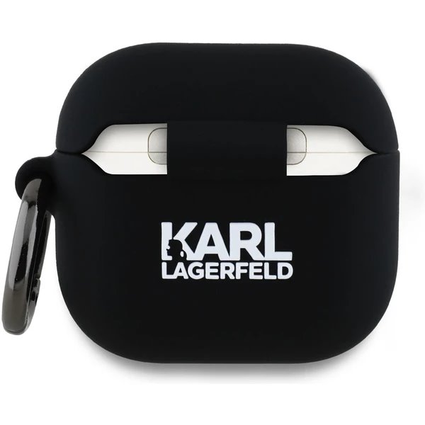 Karl Lagerfeld 3D Logo NFT Karl and Choupette Silikonové Púzdro pre AirPods 4 čierne 