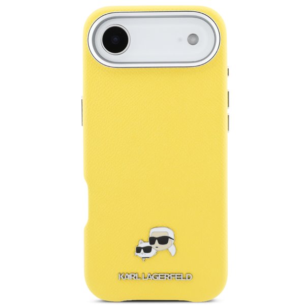 Karl Lagerfeld PU Karl and Choupette Heads Pins MagSafe kryt iPhone Air žltý 