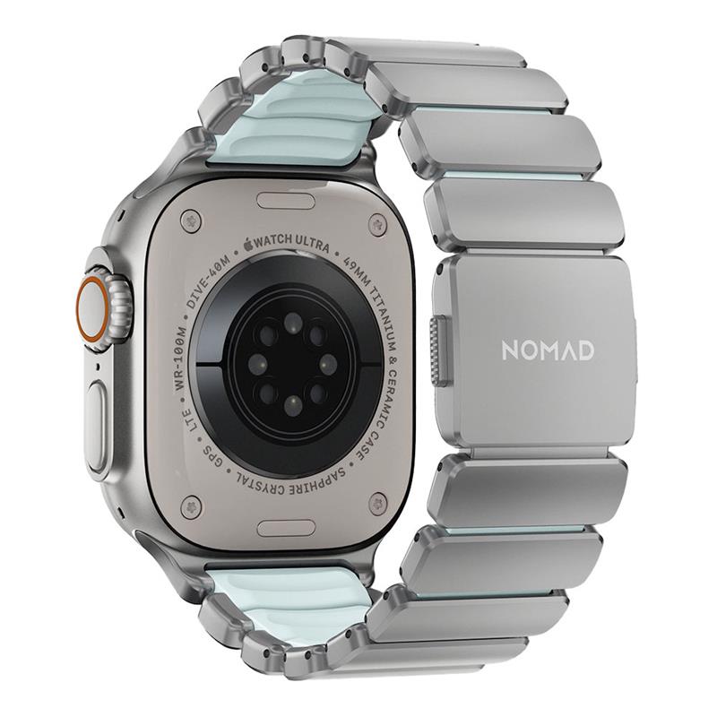 Nomad remienok Stratos pre Apple Watch 44-49mm - Ice Blue Glow/Natural Hardware 