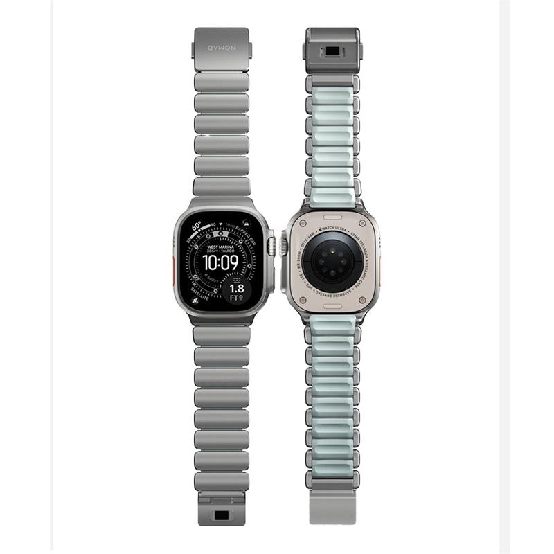 Nomad remienok Stratos pre Apple Watch 44-49mm - Ice Blue Glow/Natural Hardware 
