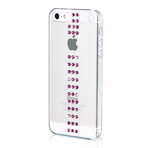 Swarovski kryt Stripe pre iPhone SE/5s/5 - Fuchsia