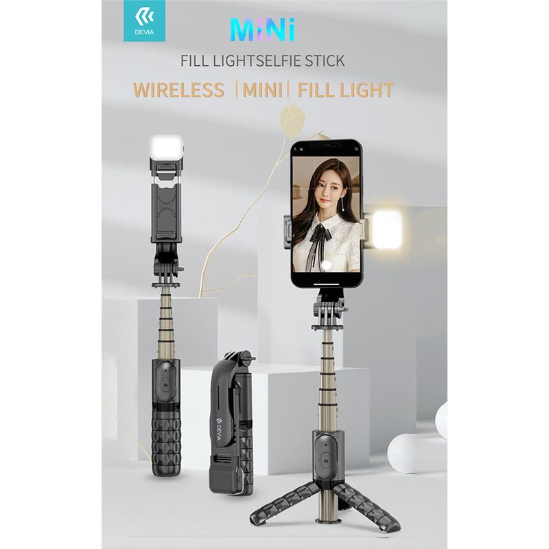 Devia Tripod Stand Multi-function Selfie Bar With Fill-In Light - Black *Rozbalený* 