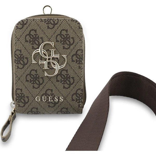 Guess Crossbody Popruh PU 4G Metal Logo + Peňaženka hnedý 