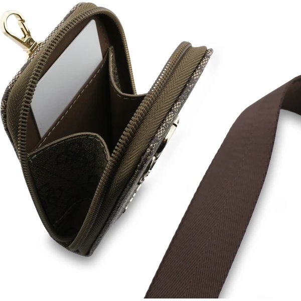 Guess Crossbody Popruh PU 4G Metal Logo + Peňaženka hnedý 