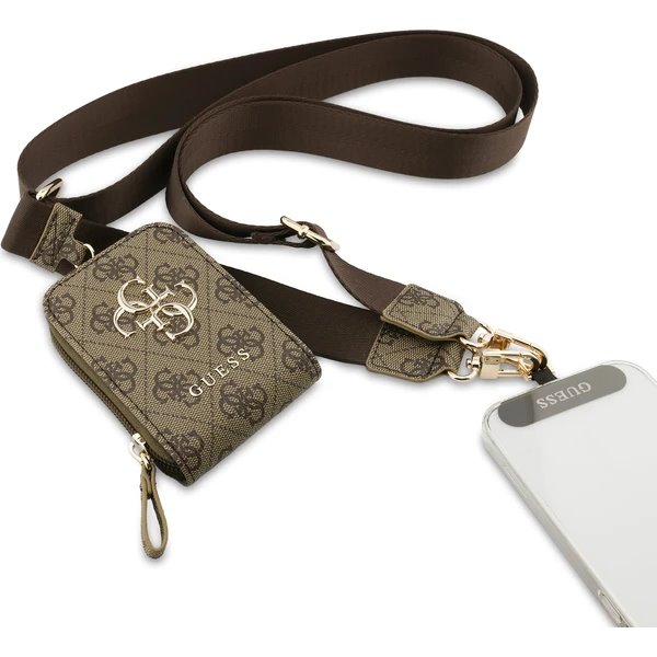 Guess Crossbody Popruh PU 4G Metal Logo + Peňaženka hnedý 