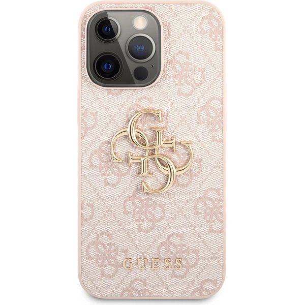Guess PU 4G Metal Logo kryt iPhone 13 Pro ružový 