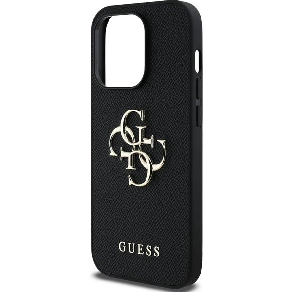 Guess PU Grained  4G Metal Logo kryt iPhone 13 Pro čierny 