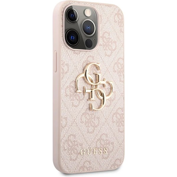 Guess PU 4G Metal Logo kryt iPhone 13 Pro Max ružový 