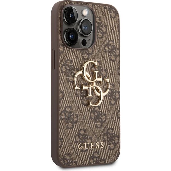 Guess PU 4G Metal Logo kryt iPhone 14 Pro Max hnedý 