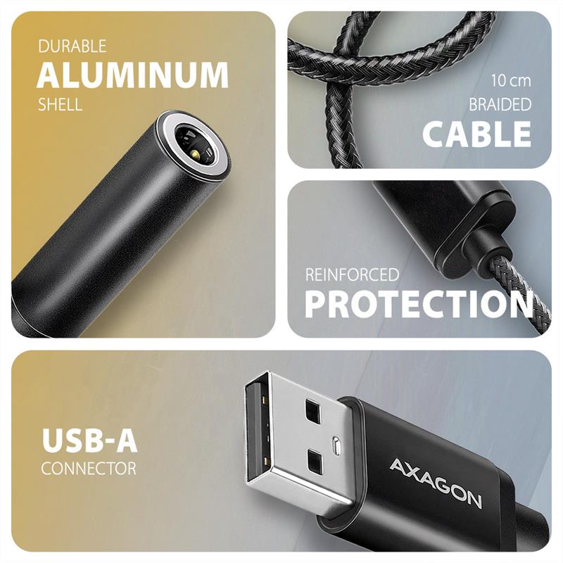 AXAGON ADA-HA, USB-A na 3.5mm Hi-Res audio adaptér, 384kHz/32bit, stereo 