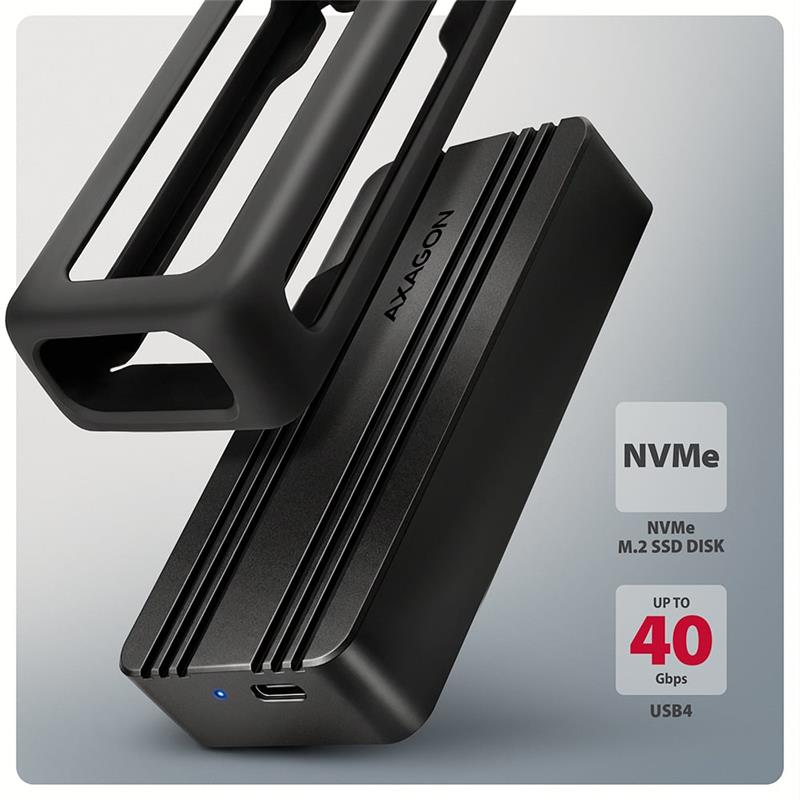 AXAGON EEM2-40G, USB-C 40Gbps externý box pre M.2 NVMe SSD, zosilnený hliník 