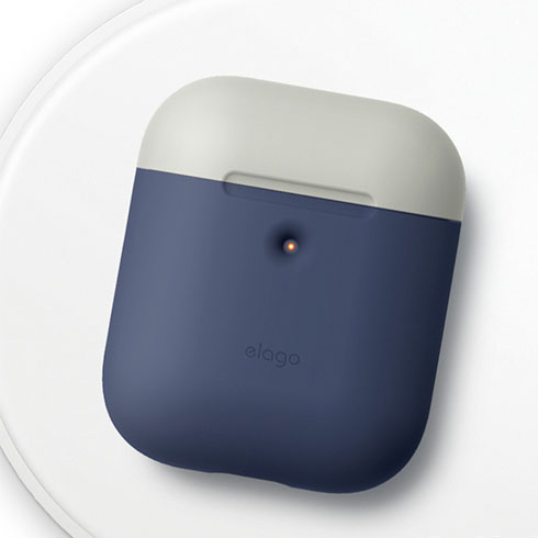 Elago Airpods 2 Silicone Duo Case - Jean Indigo/ White, Yellow 