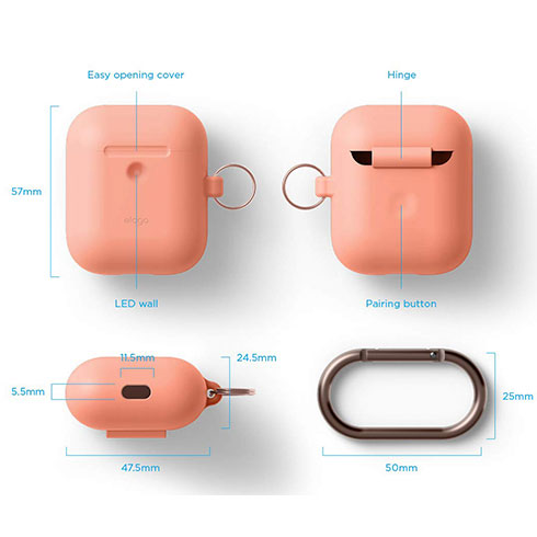 Elago Airpods 2 Silicone Hang Case - Peach 