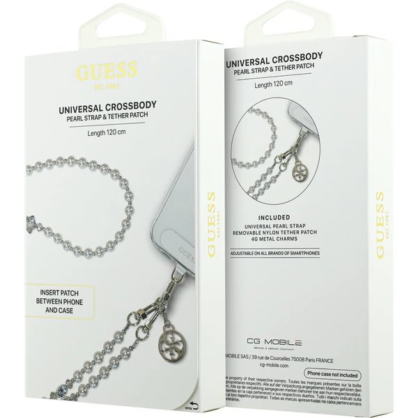 Guess Crossbody Popruh Pearl and 4G Charm biely 