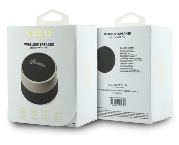 Guess Script Metal Logo Bluetooth Reproduktor 5W čierny 