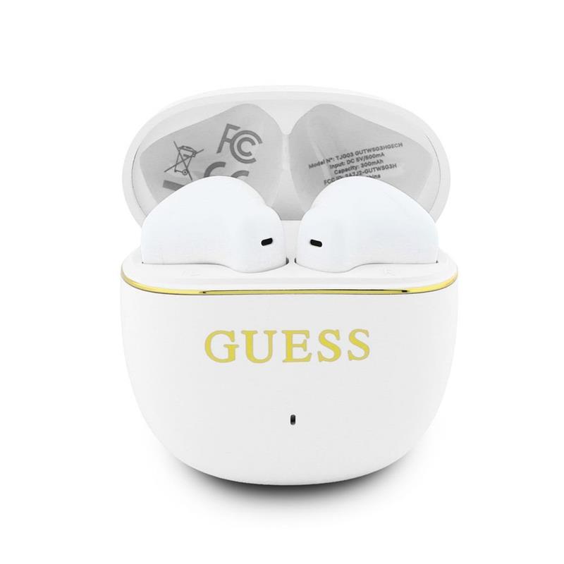 Guess Gold Line Glossy Classic Logo TWS Bezdrôtové Slúchadlá biele 