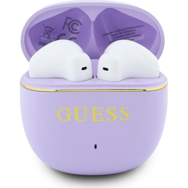 Guess Gold Line Glossy Classic Logo TWS Bezdrôtové Slúchadlá fialové 