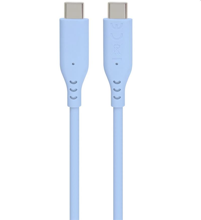 PremiumCord Silikónový kábel USB-C 60W 480Mbps modrý extra mäkký a robustný kábel dlžky 1,5m 