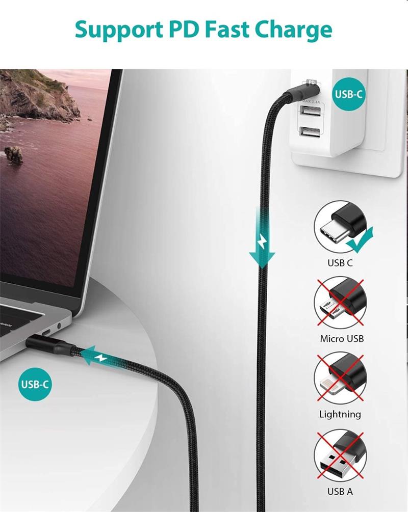 PremiumCord Kábel USB-C M/M, 5A, 240W 480Mbps cierny bavlnený oplet, 1,5m 