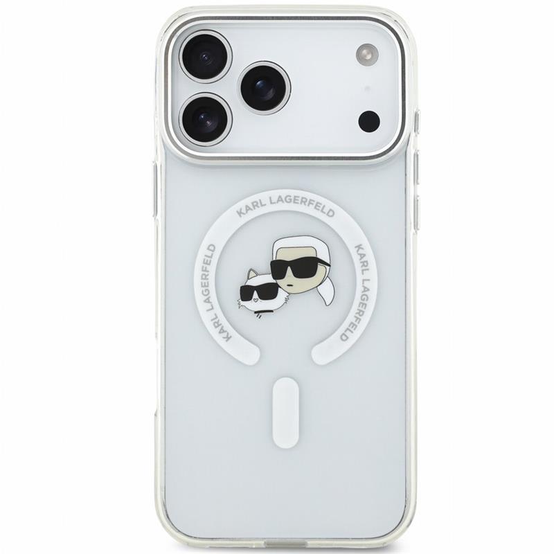 Karl Lagerfeld IML K&CH Heads Metal Frame MagSafe kryt iPhone 18 Pro Max biely 
