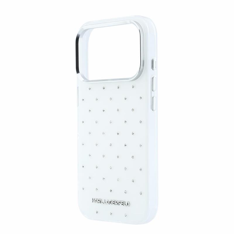 Karl Lagerfeld IML Rhinestones Allover kryt iPhone 18 Pro biely 