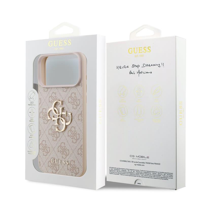Guess PU 4G Metal Logo kryt iPhone 18 Pro Max ružová 