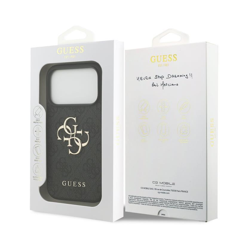 Guess PU 4G Metal Logo kryt iPhone 18 Pro šedá 