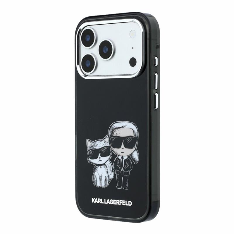 Karl Lagerfeld PU Semi Wrap Smooth Sketch Bodies Magsafe kryt iPhone 18 Pro čierna 