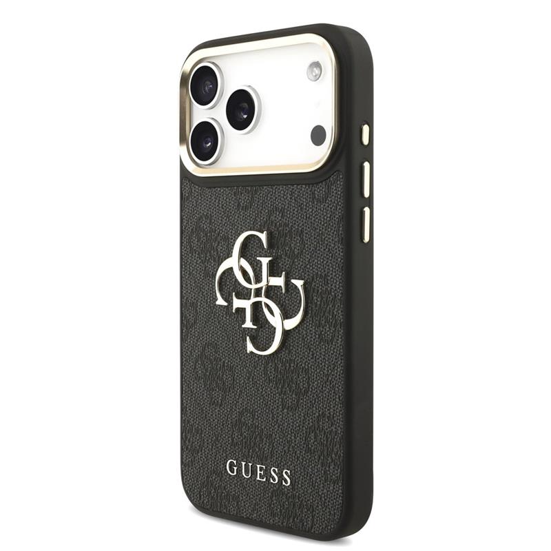 Guess PU Leather 4G Gold Frame MagSafe kryt iPhone 18 Pro čierny 