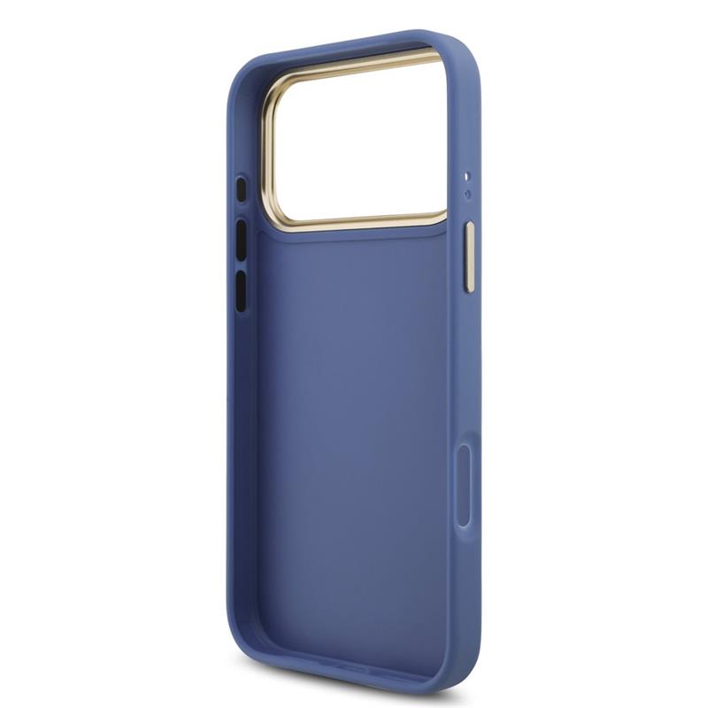 Guess PU Leather 4G Metal Logo Gold Frame kryt iPhone 18 Pro Max modrý 