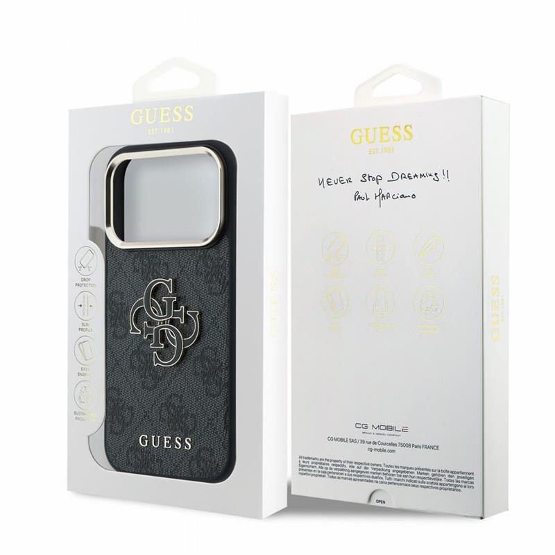 Guess PU 4G Resin Metal Logo kryt iPhone 18 Pro Max čierny 