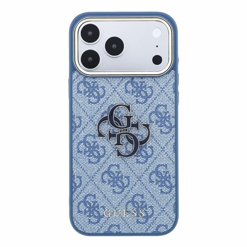 Guess PU 4G Resin Metal Logo kryt iPhone 18 Pro modrý 