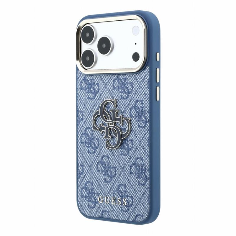 Guess PU 4G Resin Metal Logo kryt iPhone 18 Pro Max modrý 