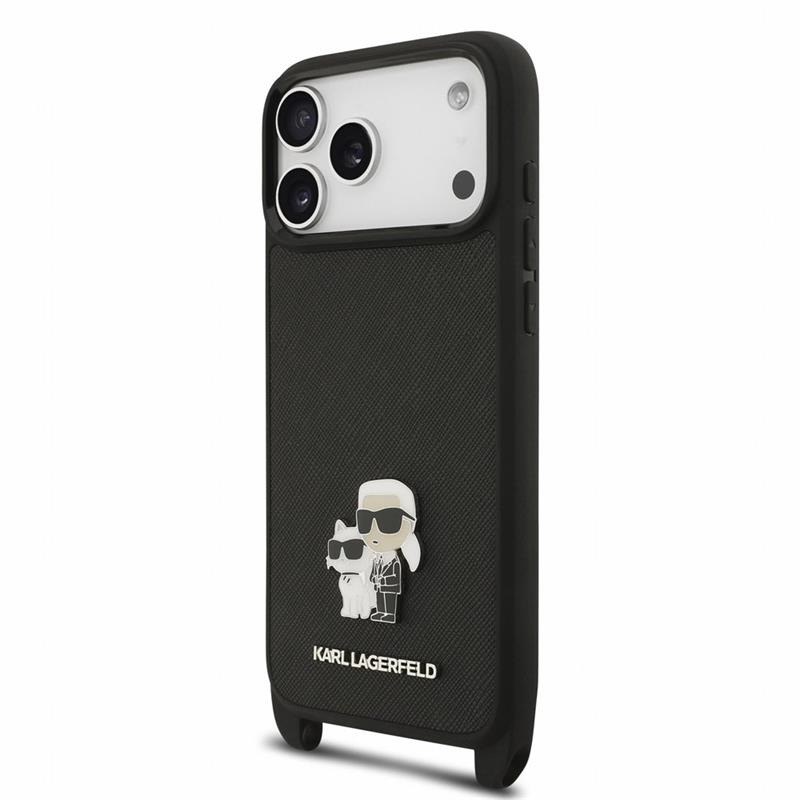 Karl Lagerfeld Saffiano Crossbody Popruh Karl and Choupette kryt iPhone 18 Pro Max čierna 